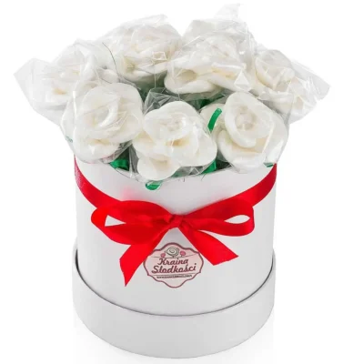 Prezenty imieninowe - Flower box z białych róż