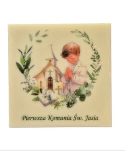 Czekolada na komunię personalizowana - Tabliczka czekolady z nadrukiem z imieniem